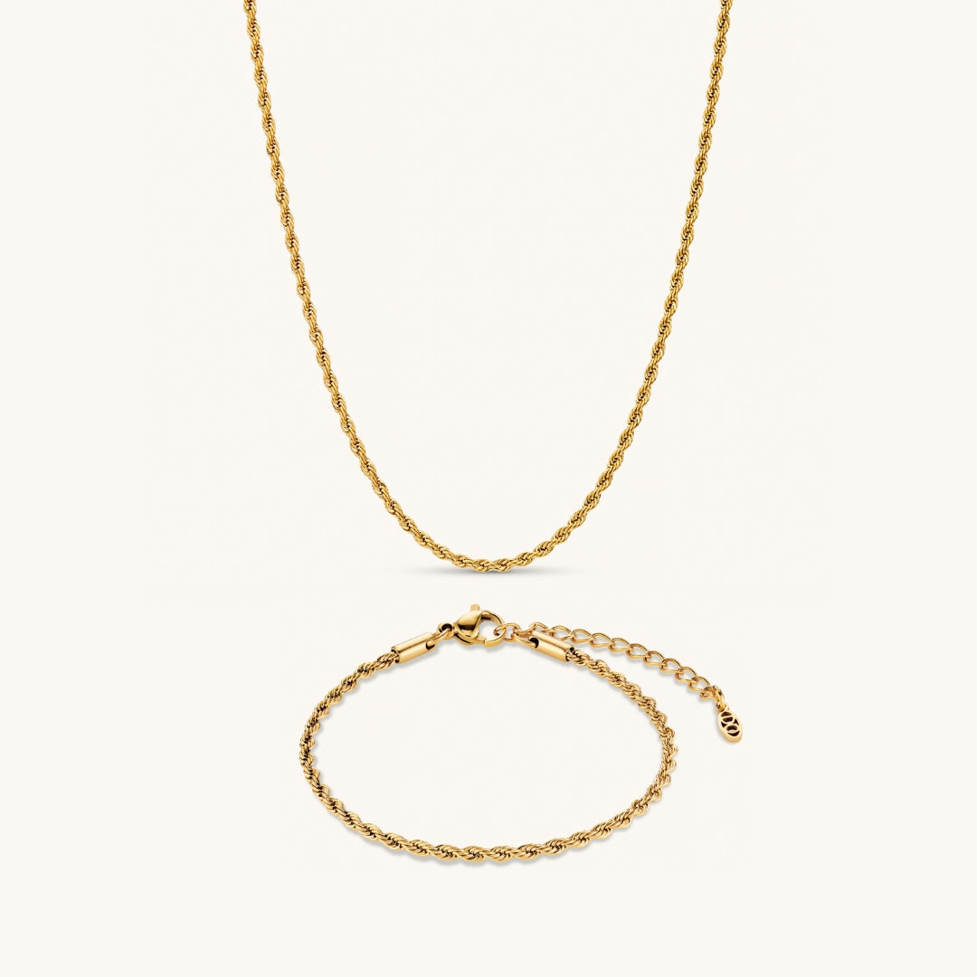 Rope Necklace & Bracelet Set In Gold – Dylan Oaks
