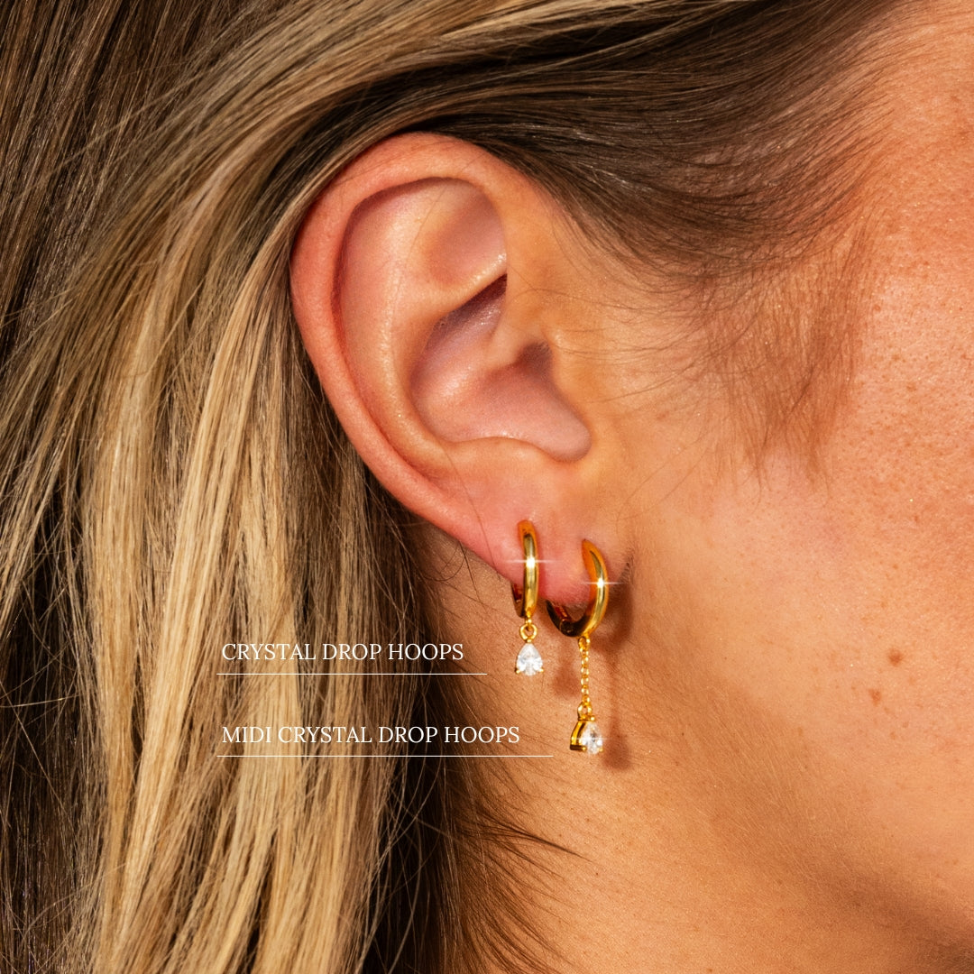 Dylan Oaks Rope Chain Crystal Drop Hoop Earrings Gold – Dylan Oaks