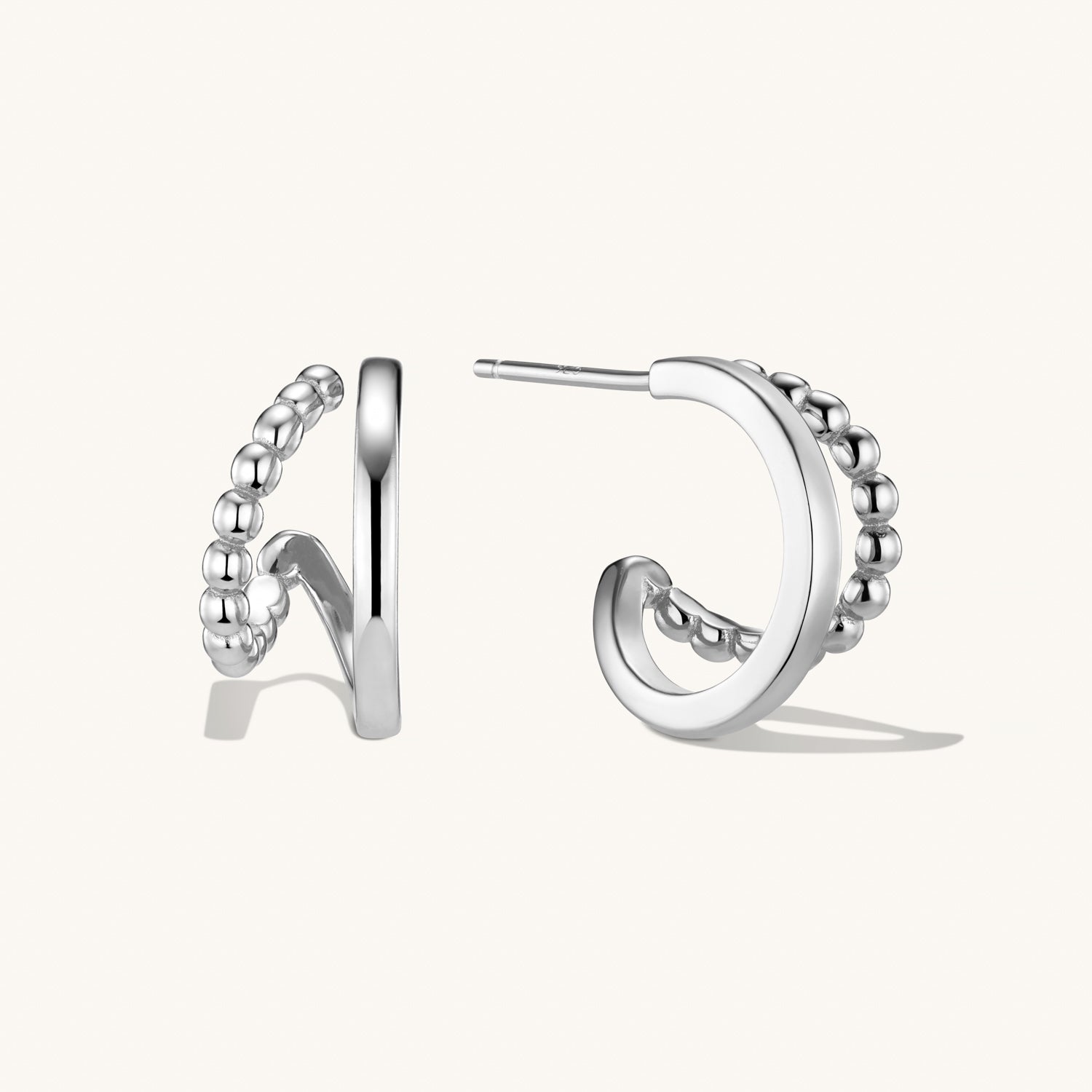Dylan Oaks Rope Chain Beaded Layered Hoops Silver – Dylan Oaks