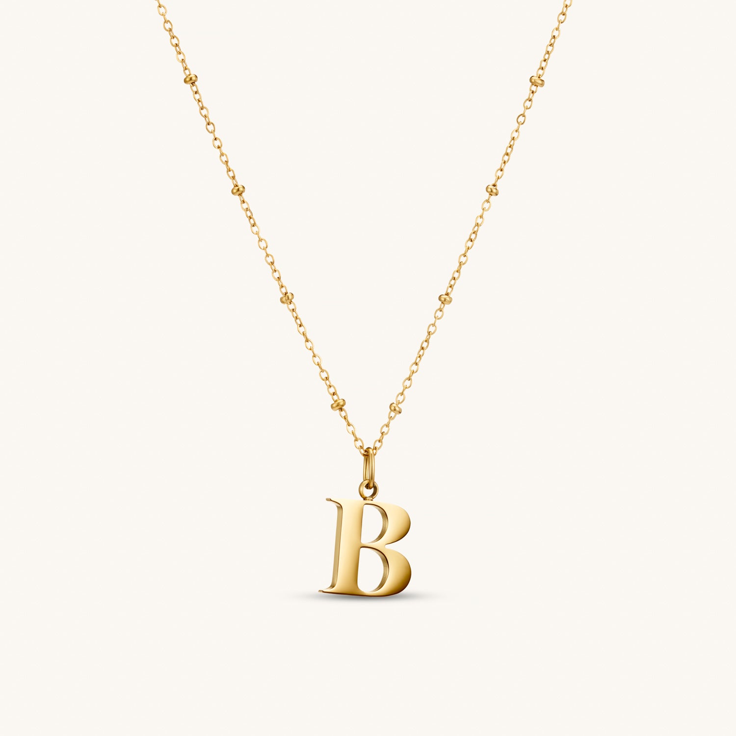 B Initial Pendant Necklace Gold – Dylan Oaks - Main Image