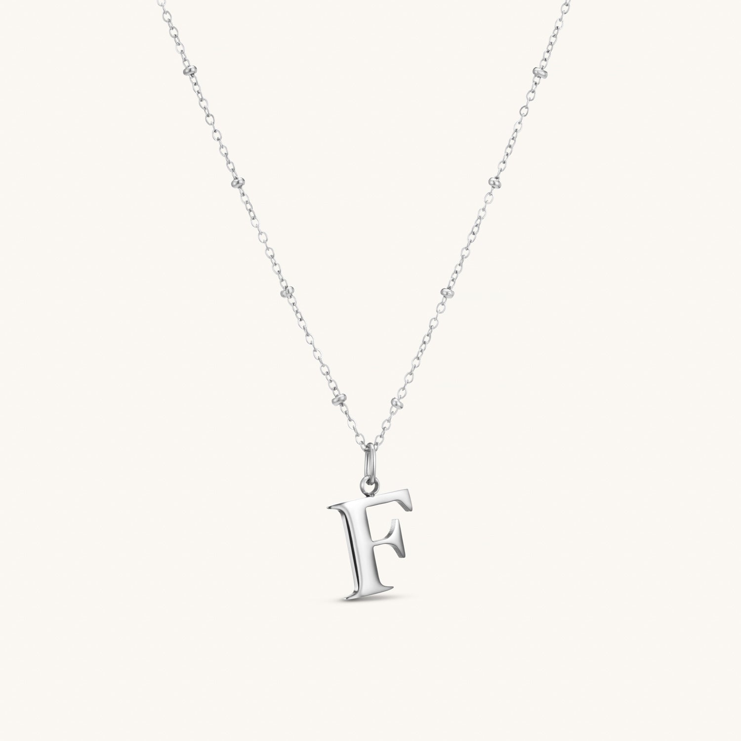 F Initial Pendant Necklace Silver – Dylan Oaks