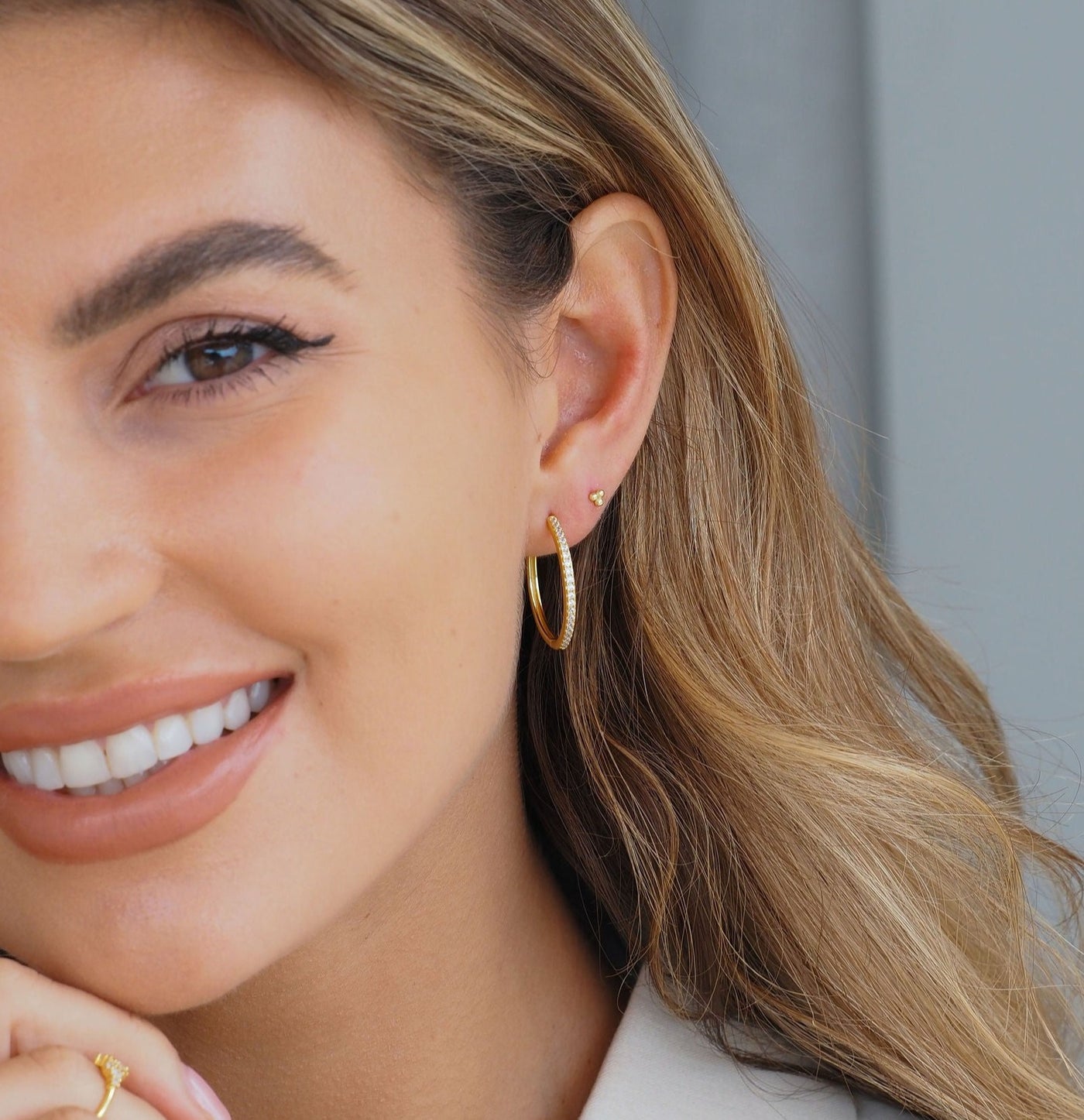 Large Diamond Hoops in Gold