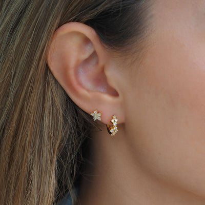Crystal Jewel Huggies in Gold