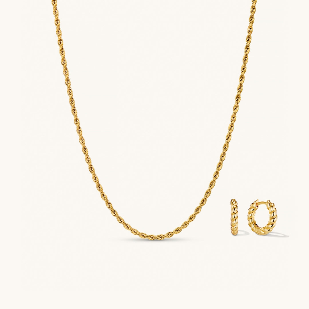 Dylan Oaks Rope Chain Rope Necklace & Eternal Rope Huggies Set – Dylan Oaks