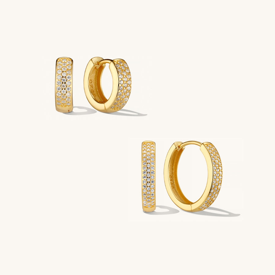 Small Bold Pave Hoops & Medium Bold Pave Hoops Stacking Set in Gold