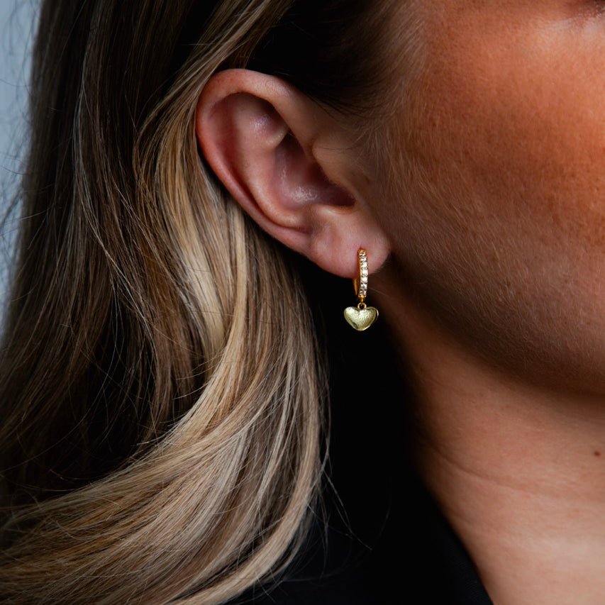 Amore Heart Earrings Gold Dylan Oaks Personalised Jewellery
