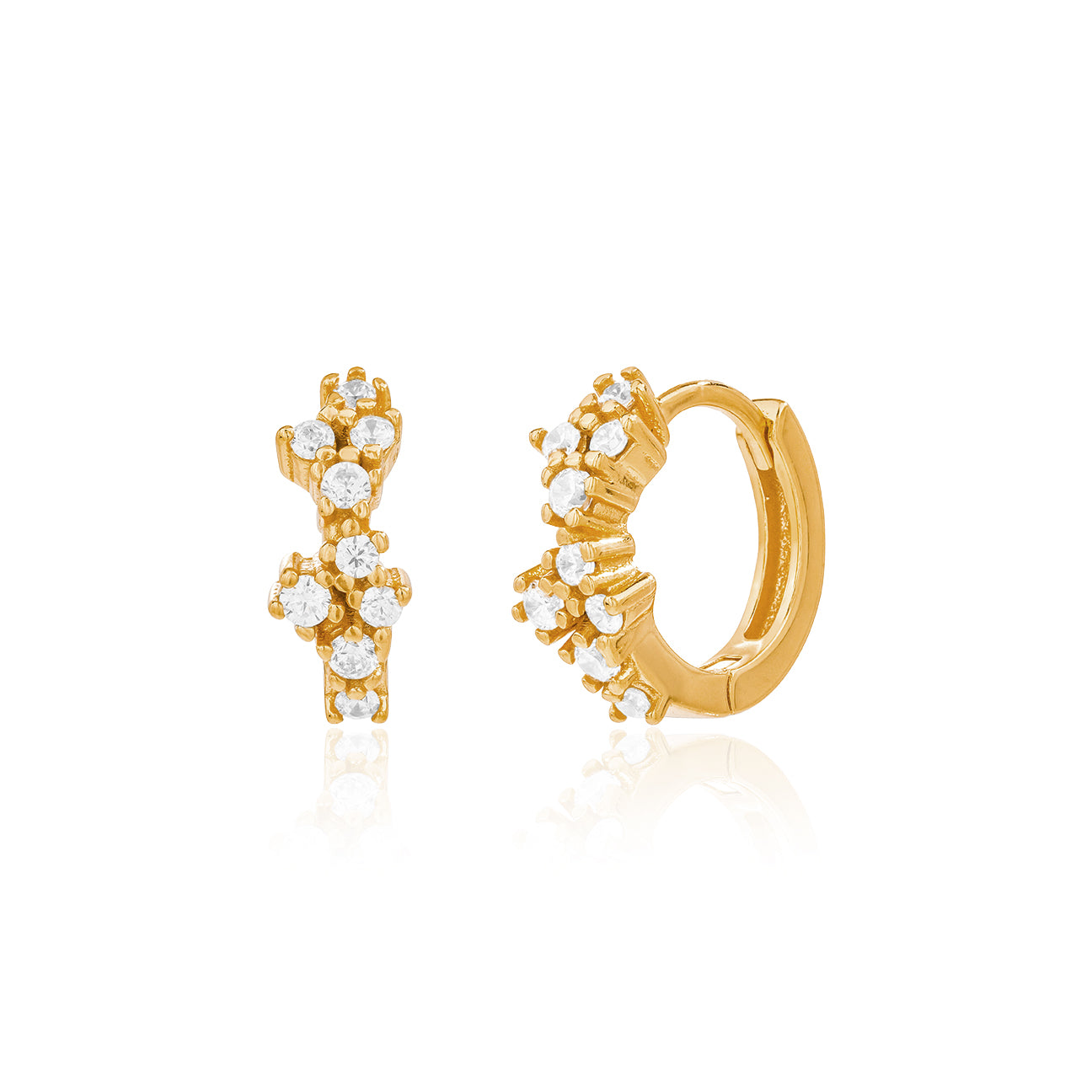 Crystal Jewel Huggies in Gold