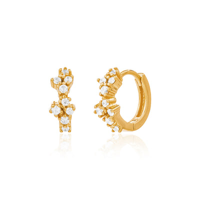 Crystal Jewel Huggies in Gold