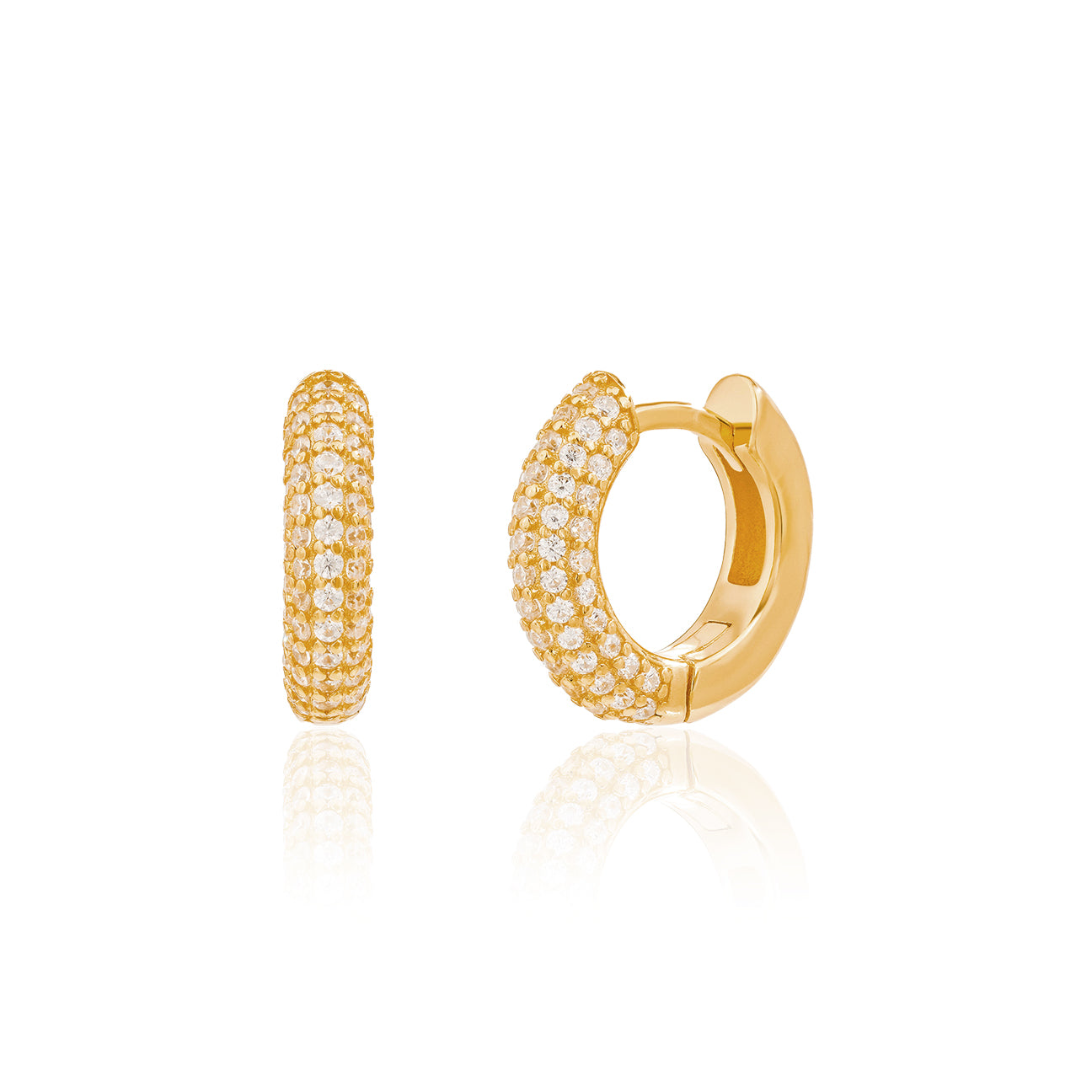 Crystal Statement Hoops in Gold