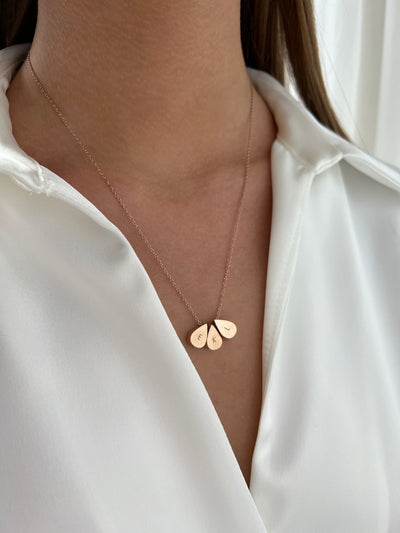 Teardrop Triple Bead Necklace in Rose Gold