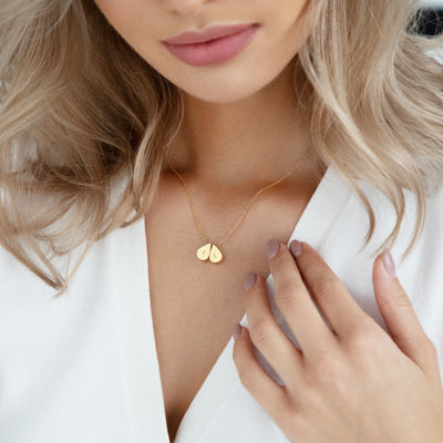 Teardrop Double Bead Necklace in Gold