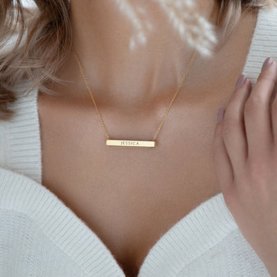 4cm Letter Bar Necklace in Gold Horizontal