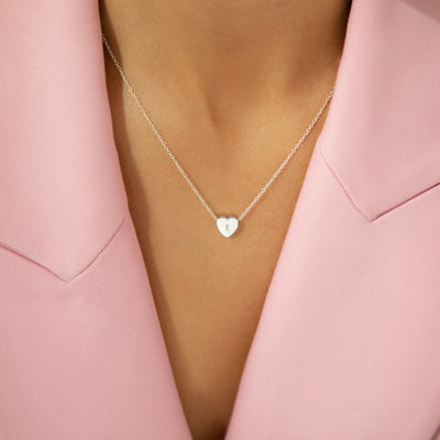 Amo Heart Necklace in Silver