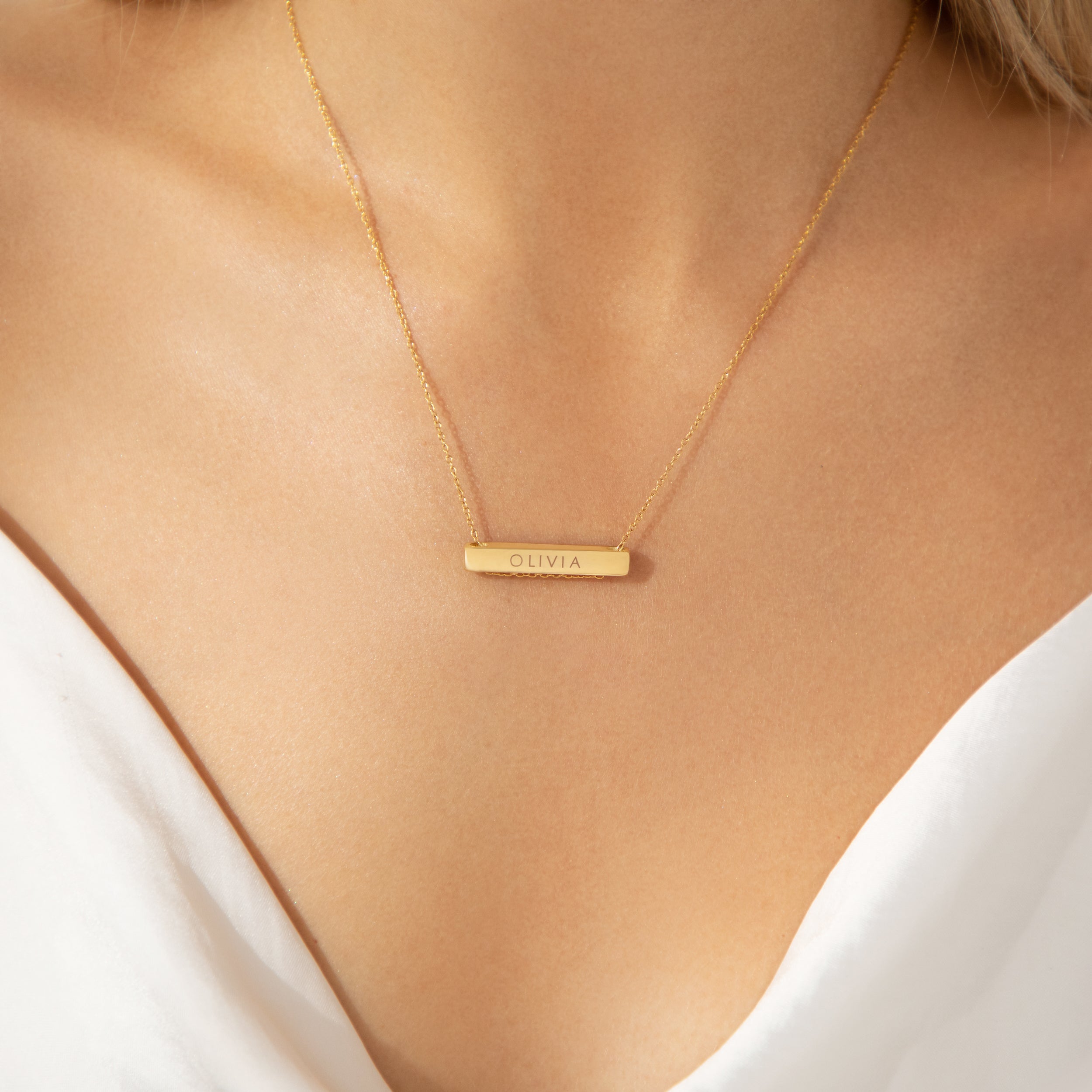 Dylan Oaks Rope Chain 3cm Letter Bar Necklace | Dylan Oaks Personalised Jewellery