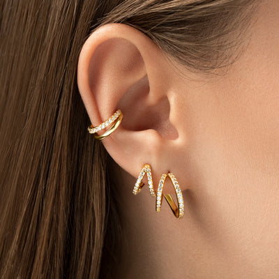 Crystal Layered Ear Cuff in Gold