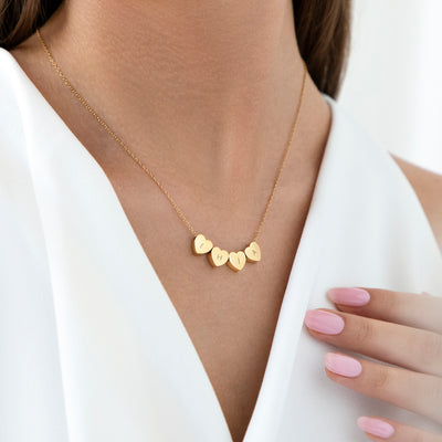 Amo Heart Quadruple Bead Necklace in Gold