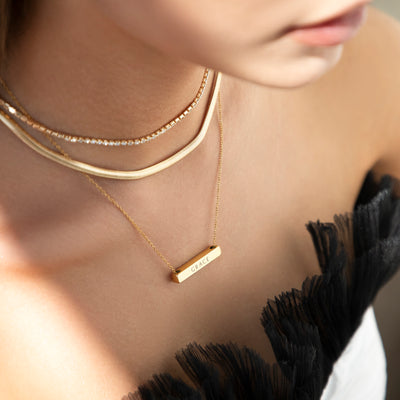 Tennis Chain Necklace in Gold