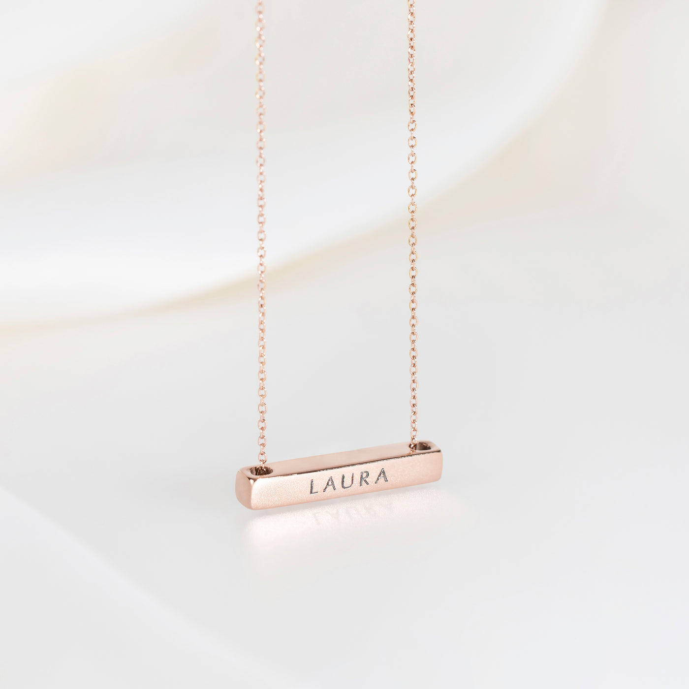 3cm Letter Bar Necklace in Rose Gold horizontal