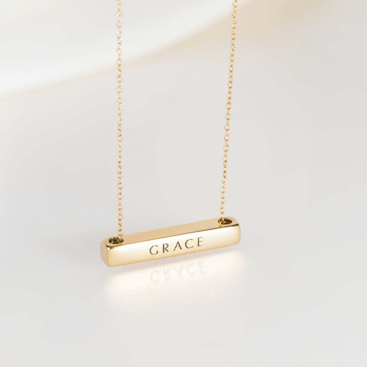 3cm Letter Bar Necklace in Gold Horizontal