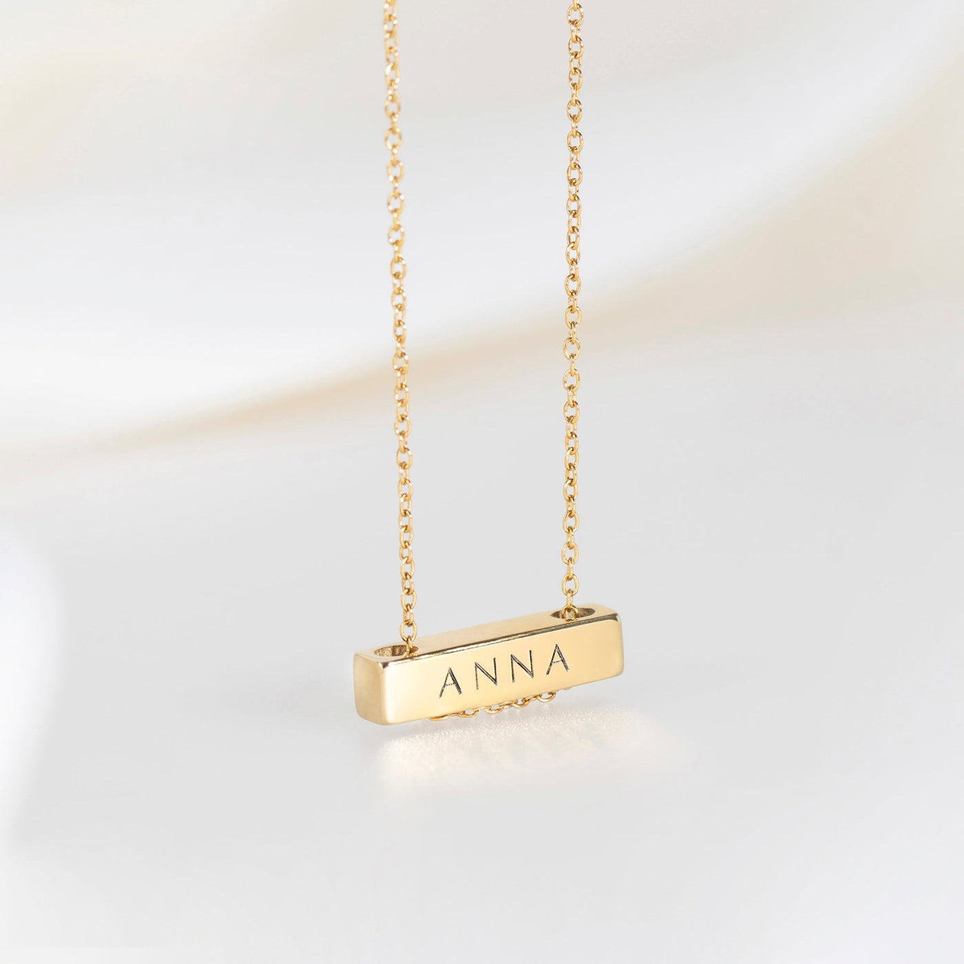 2cm Letter Bar Necklace Gold Horizontal