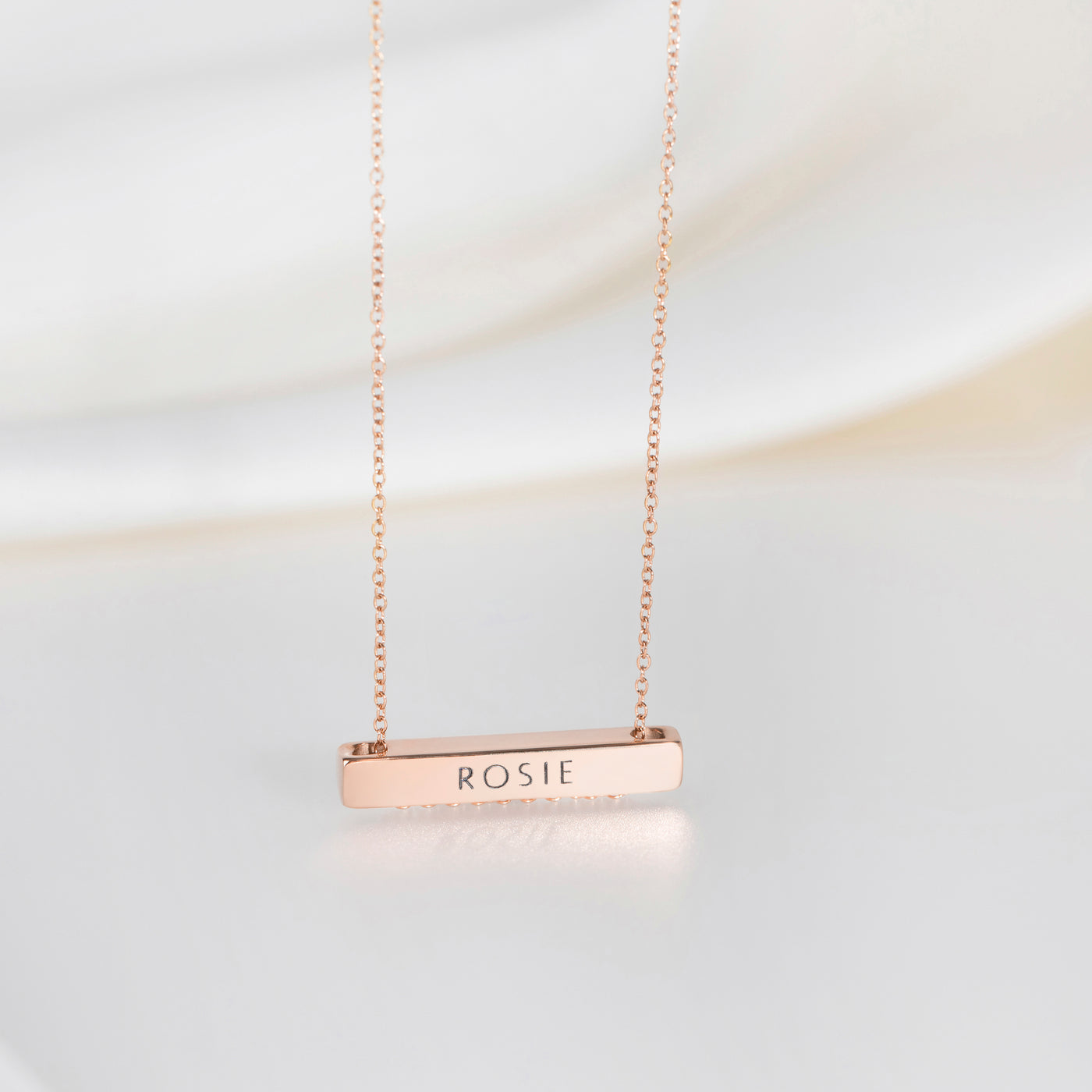 3cm Letter Bar Necklace in Rose Gold horizontal