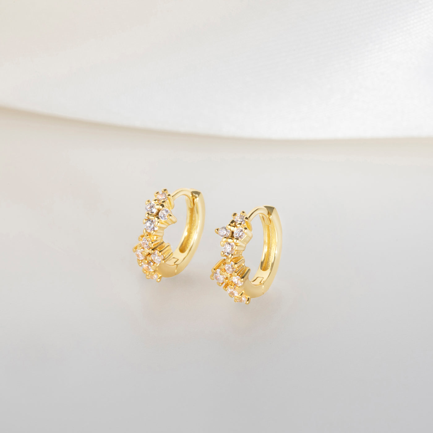 Crystal Jewel Huggies in Gold
