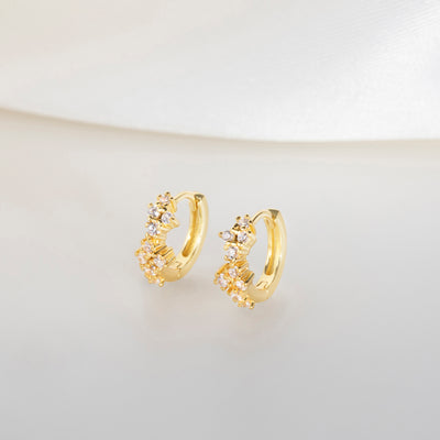 Crystal Jewel Huggies in Gold