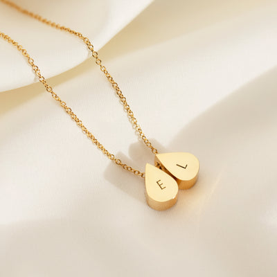 Teardrop Double Bead Necklace in Gold