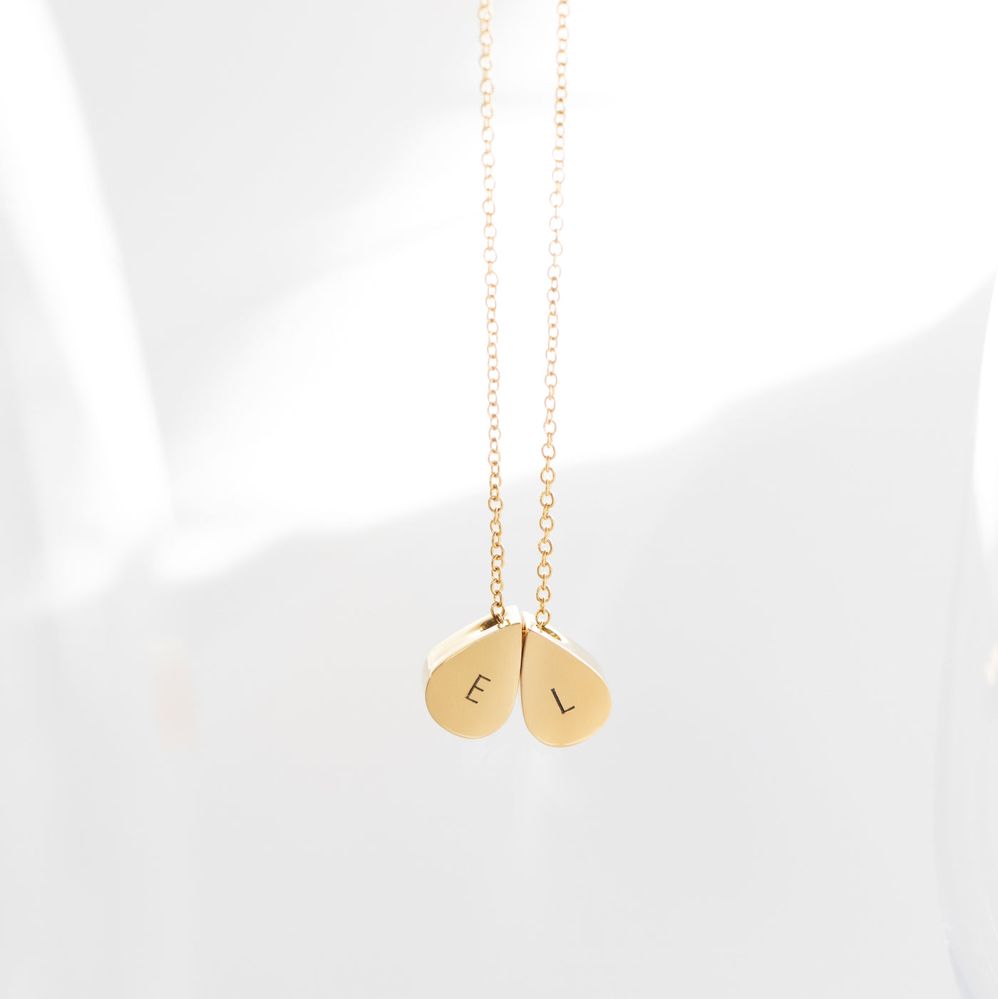 Teardrop Double Bead Necklace in Gold