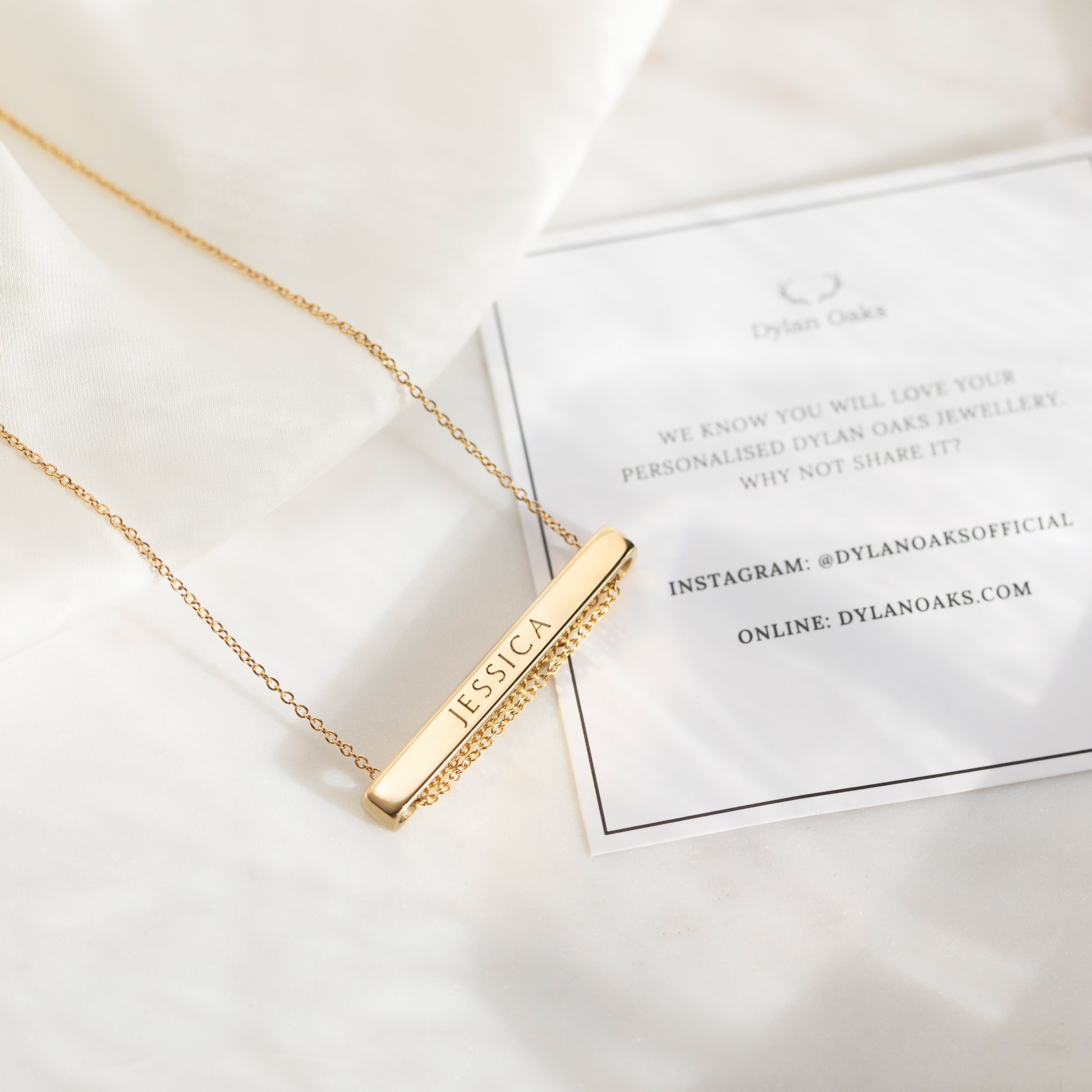 4cm Letter Bar Necklace Dylan Oaks Personalised Jewellery