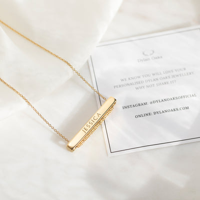 4cm Letter Bar Necklace in Gold Horizontal