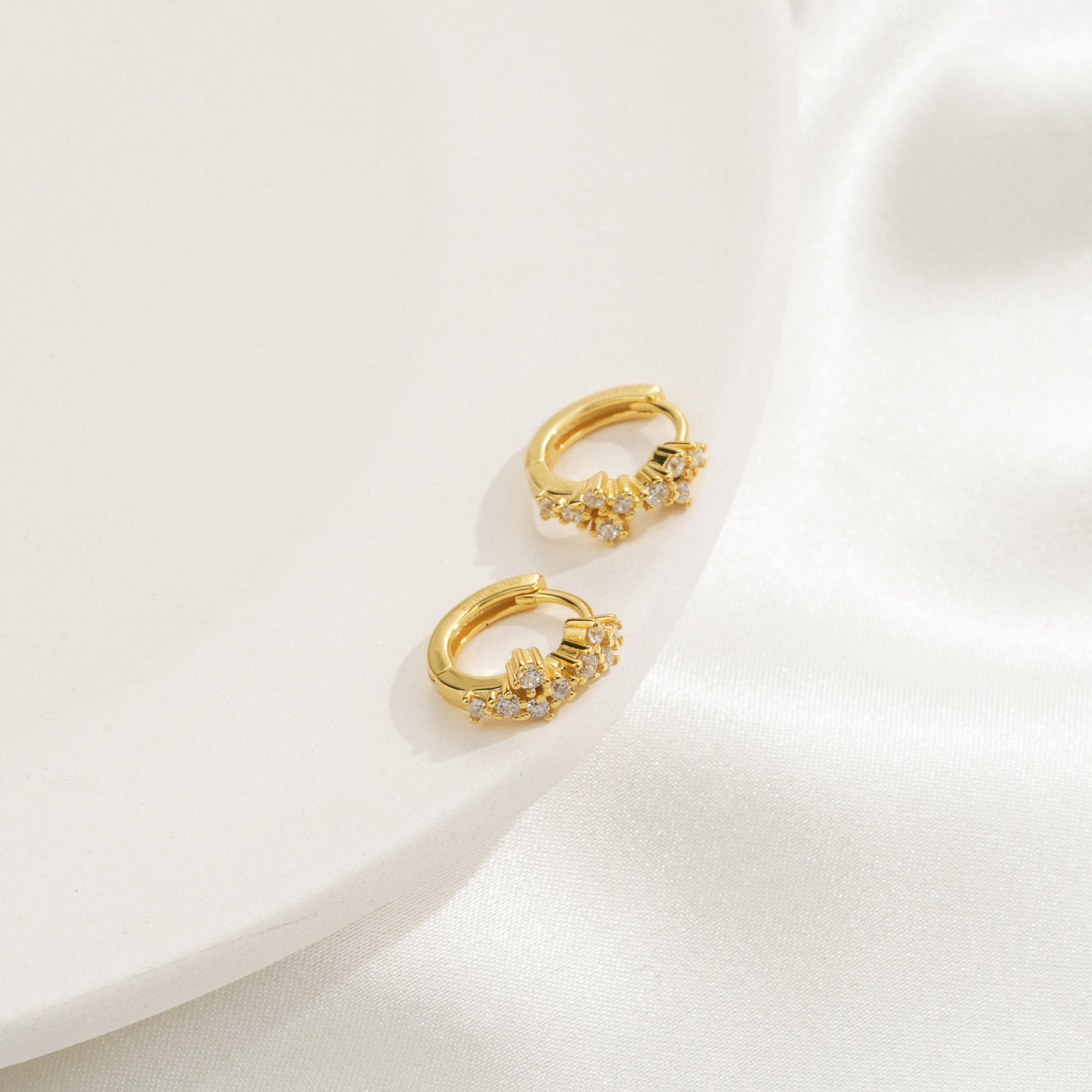 Crystal Jewel Huggies in Gold